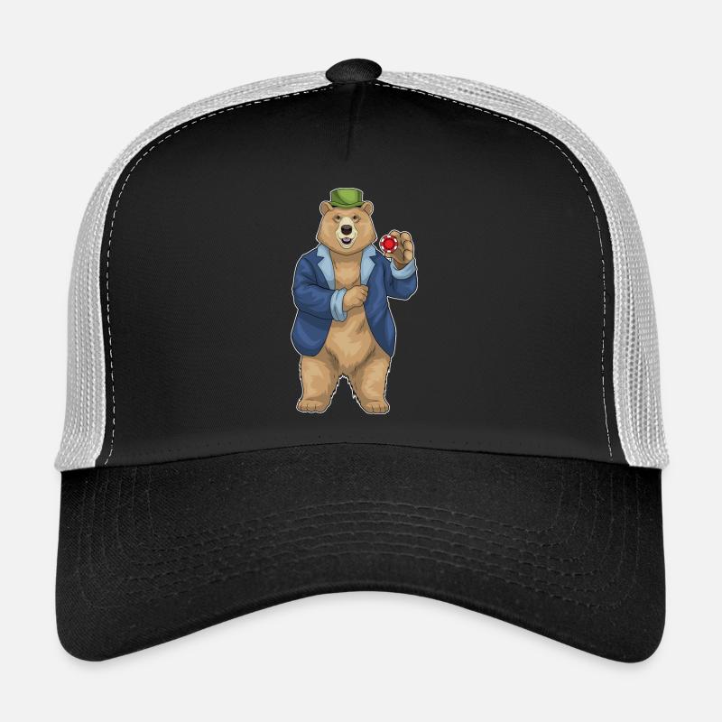 Bär Poker Pokerchips - Trucker Cap - Schwarz/Steingrau