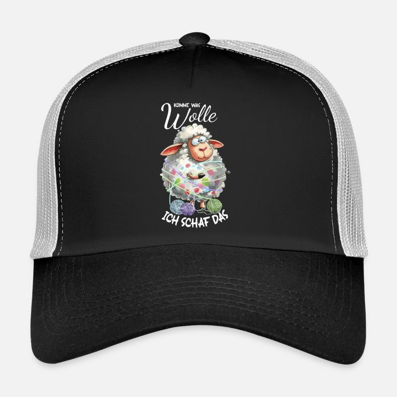 Komme was Wolle ich Schaf das lustiger Spruch Wort - Trucker Cap - Schwarz/Steingrau