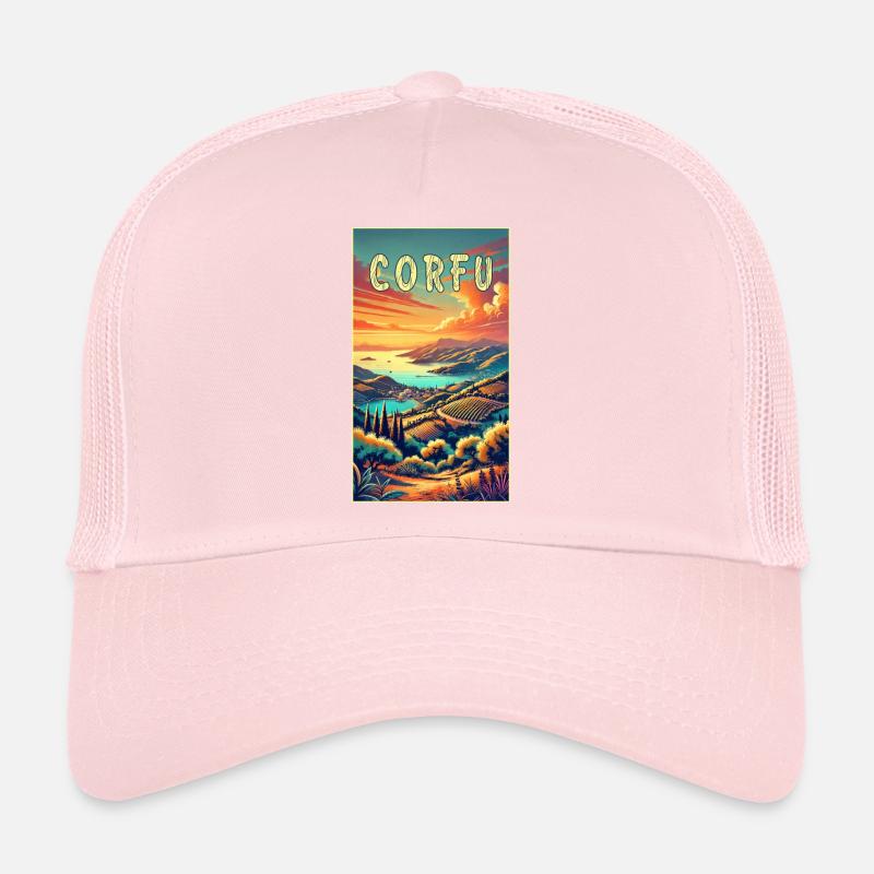 Design paradisiaque de Corfou en Grèce Casquette trucker 