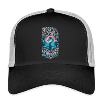 Couler comme l’eau, s’élever comme un dragon - Casquette trucker  - noir/gris pierre - Devant