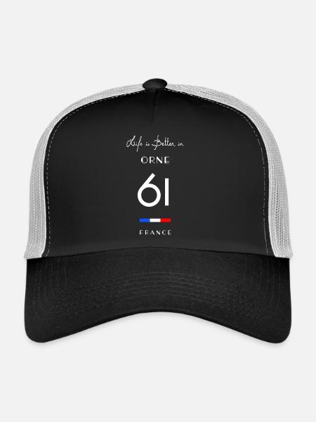 Life is better in ORNE Number 61 Normandy - Trucker Cap - black/stone grey - Front
