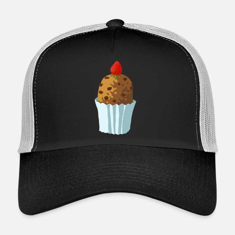 schmackhaftes Schokotörtchen mit Erdbeere - Trucker Cap - Schwarz/Steingrau