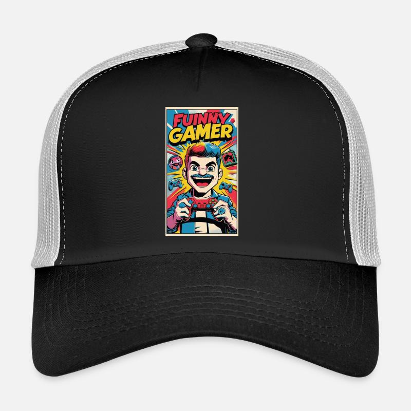 conception de dessin animé de joueur drôle - Casquette trucker - noir/gris pierre