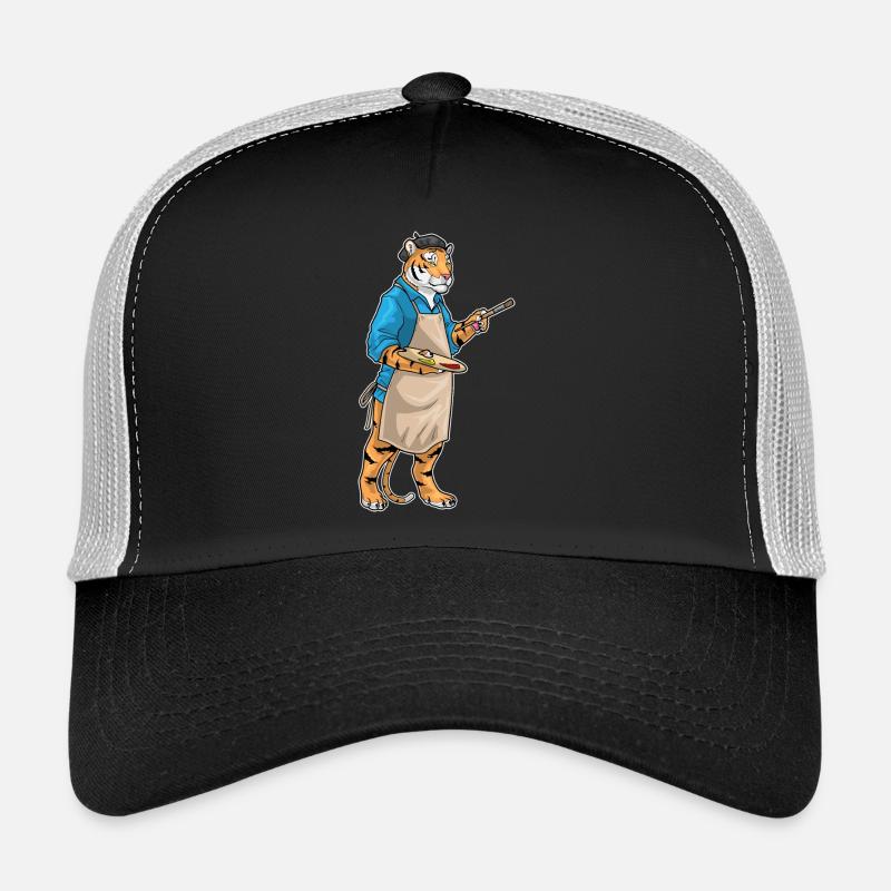 Tiger Painter Brush Painting Trucker Cap