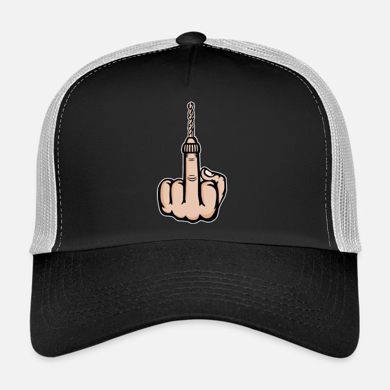 Conception de la perceuse au doigt d’honneur Casquette trucker 
