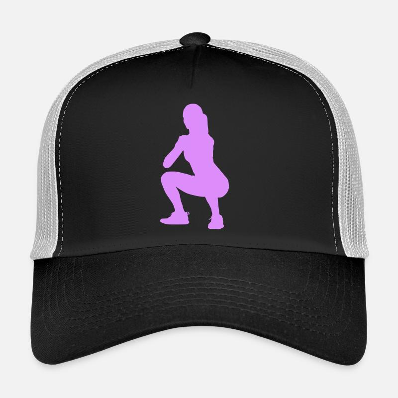 Squat Silhouette Figure Trucker Cap