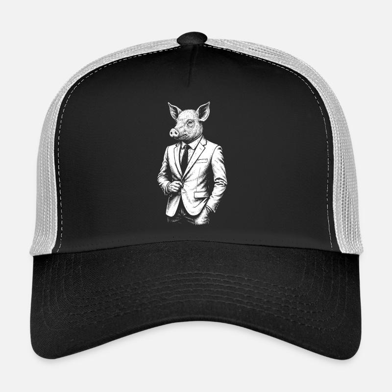Cochon élégant en costume Casquette trucker 