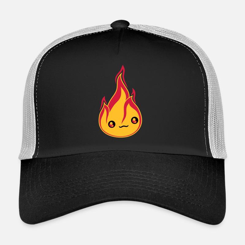 visage mignon mignon petit dessin animé comique feu f Casquette trucker 
