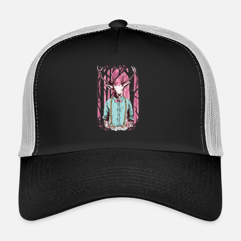 Der ultimative Weihnachts-Hirsch mit Fliege. - Trucker Cap - Schwarz/Steingrau