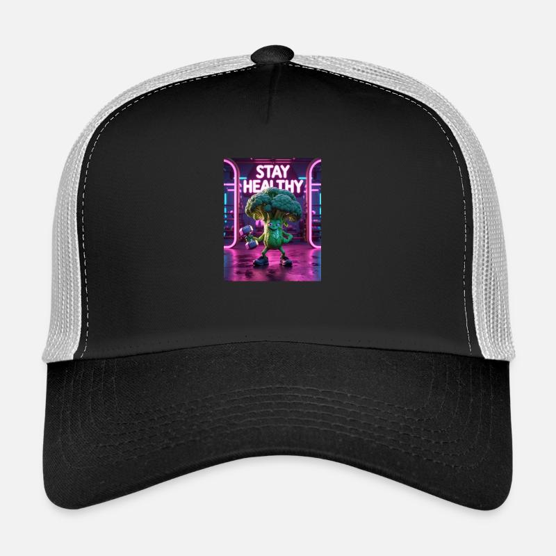 Broccoli Gym Workout STAY HEALTHY - Trucker Cap - black/stone grey