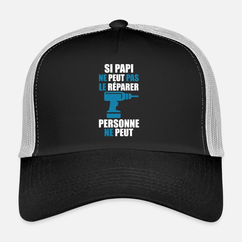 "Papi bricole" - Casquette trucker - noir/gris pierre
