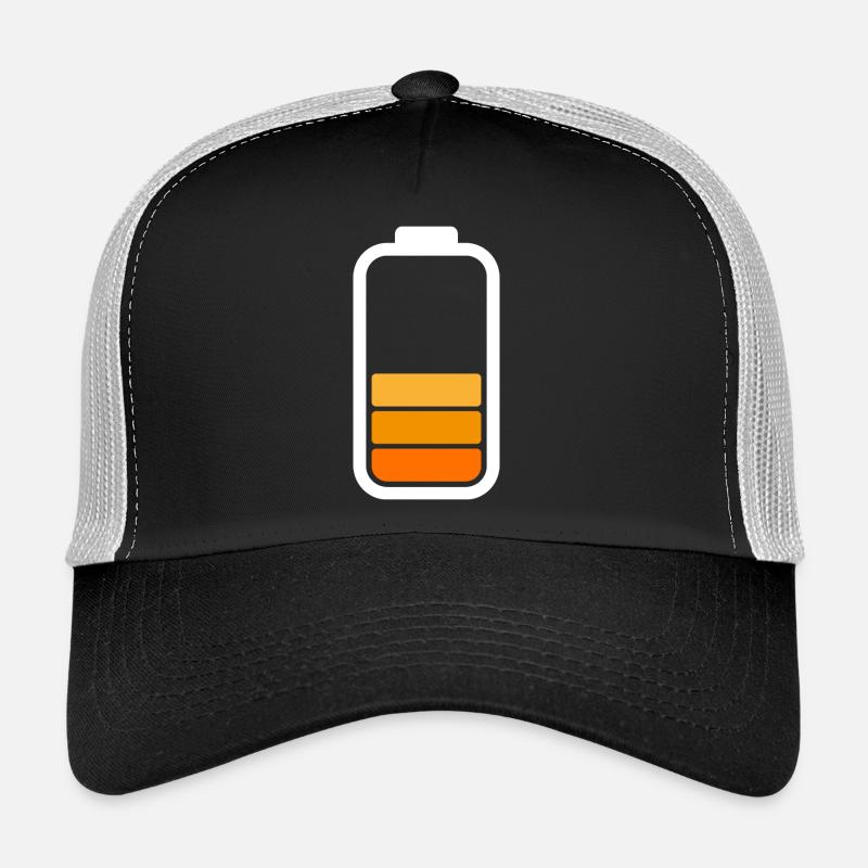 HALF BATTERY - White - Trucker Cap - Schwarz/Steingrau