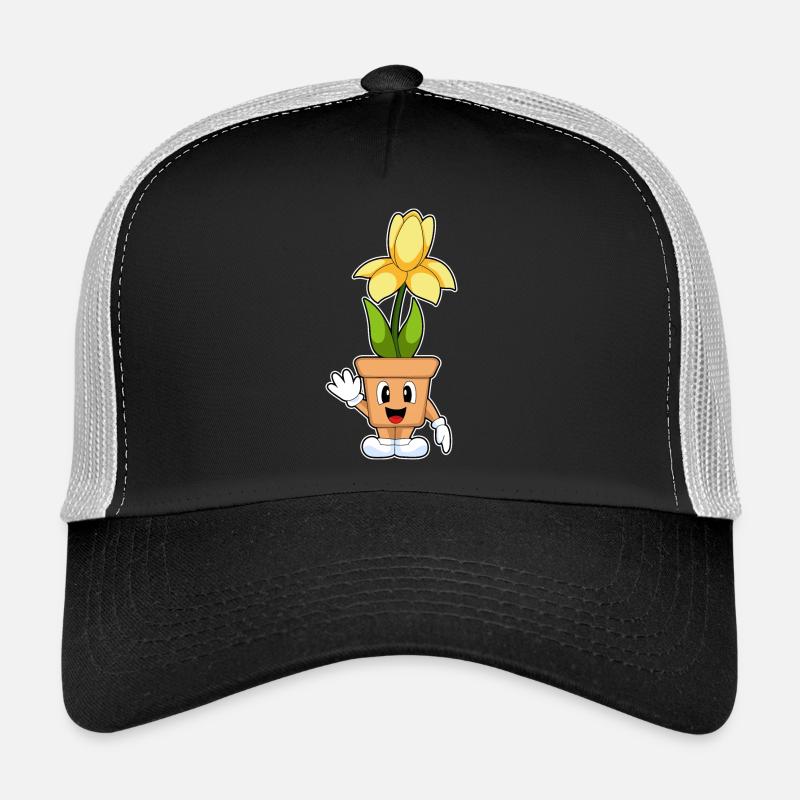 Fleurs de jonquille en pot de fleurs Casquette trucker 