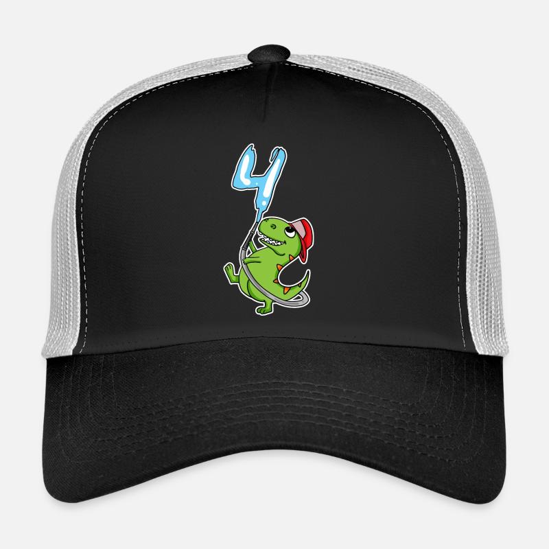 4. Geburtstag Dinosaurier - Trucker Cap - Schwarz/Steingrau