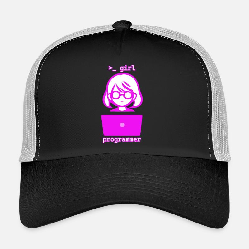 Frau mit Computer girl programmer - Trucker Cap - Schwarz/Steingrau