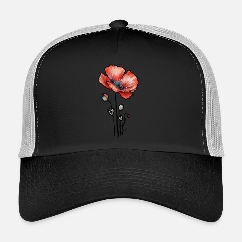 Klatschmohn - Trucker Cap - Schwarz/Steingrau