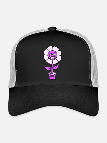 fleur peep méchant méchant méchant cool sourire vilain visage - Casquette trucker  - noir/gris pierre - Devant