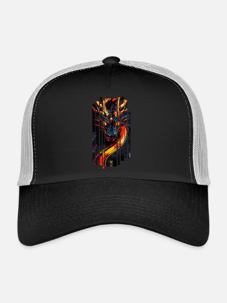 Red fantasy dragon - Trucker Cap - black/stone grey - Front