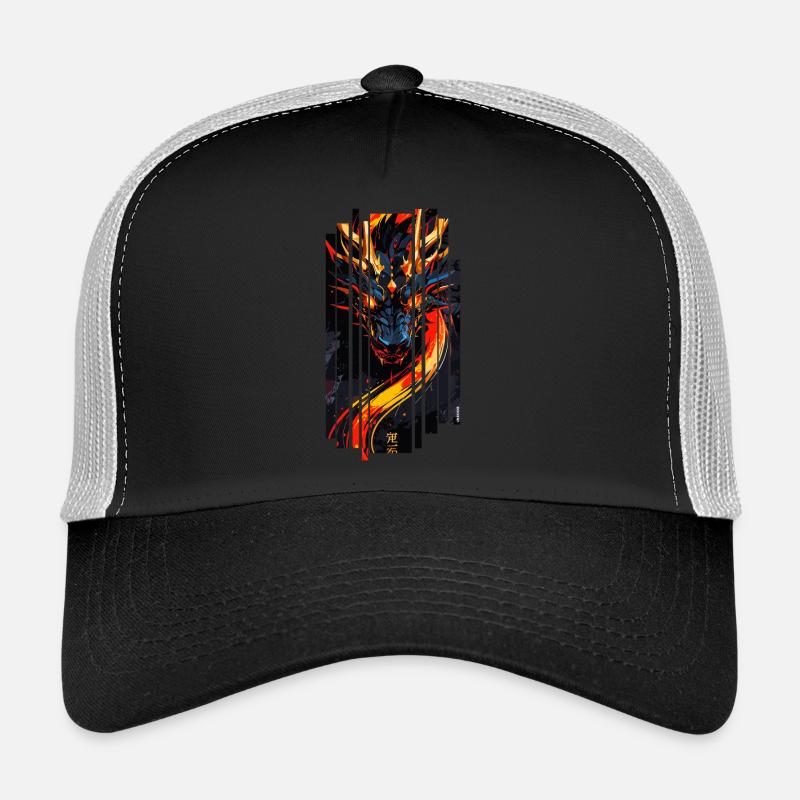 Dragon fantasy rouge - Casquette trucker  - noir/gris pierre