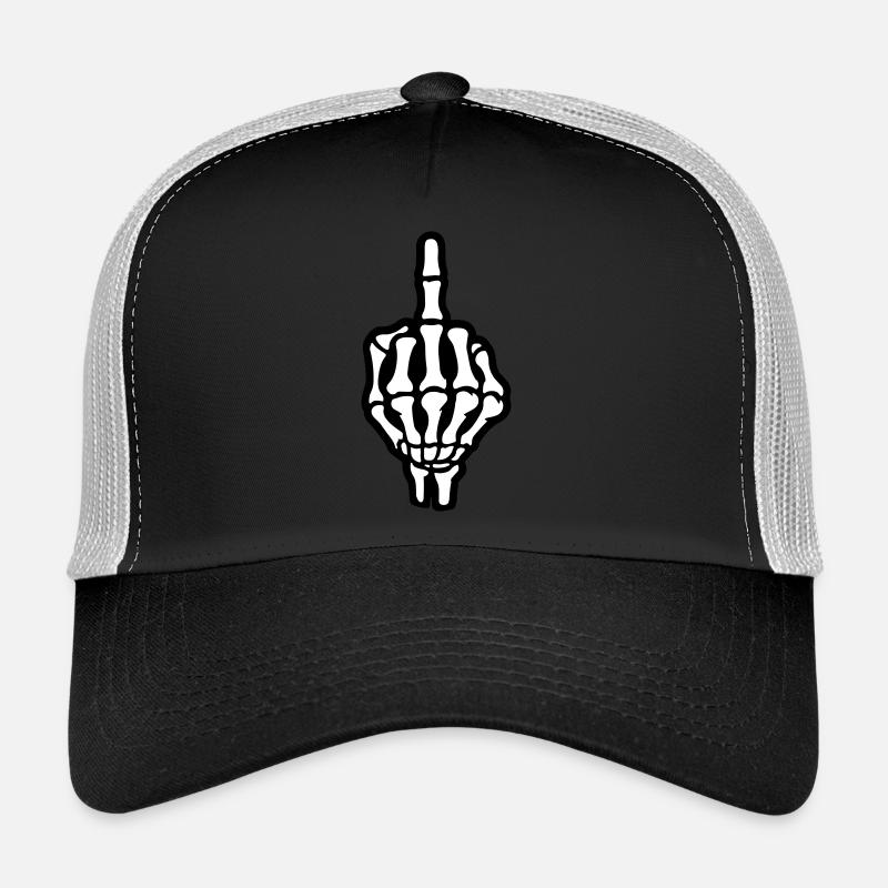 Skelett Mittelfinger Hand Trucker Cap