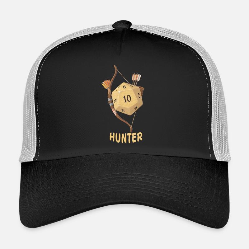 W20 mit Pfeil & Bogen – Hunter Fantasy Dice - Trucker Cap - Schwarz/Steingrau