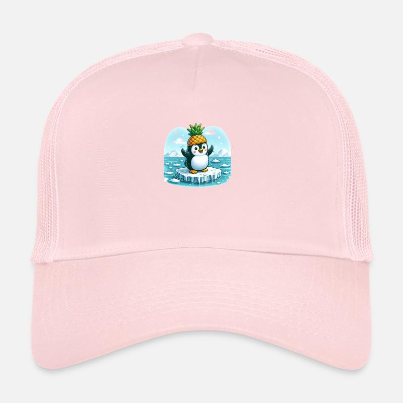 Witziger Pinguin mit Ananas auf Eisscholle Trucker Cap