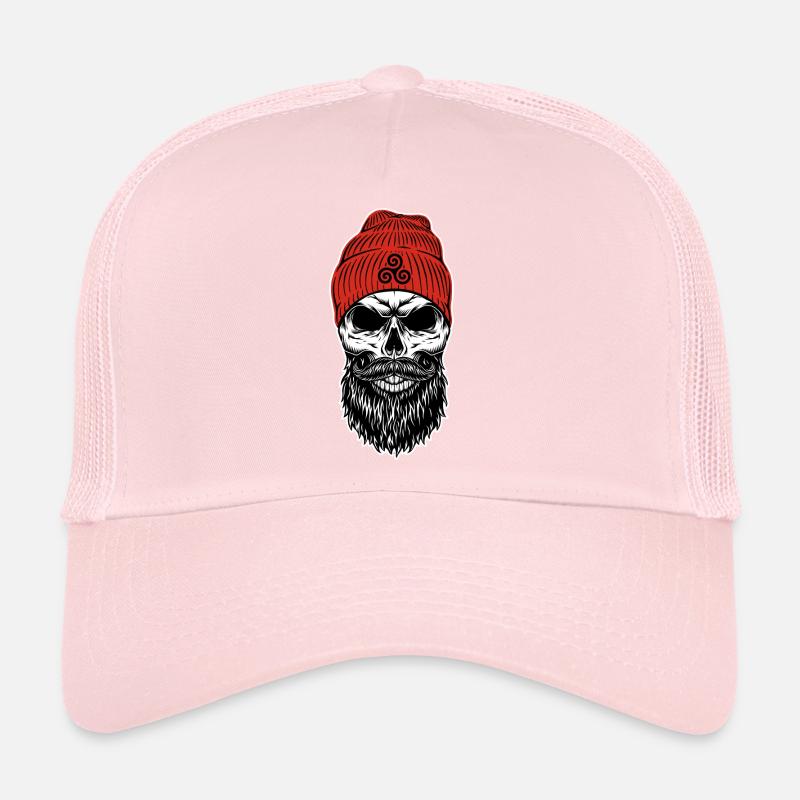 Bonnet Rouge Tête de mort avec Triskell Casquette trucker 