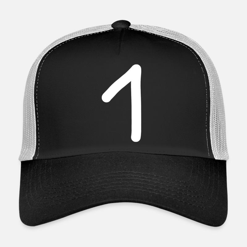 1 Nummer eins Zahl weiß Geburtstag - Trucker Cap - Schwarz/Steingrau
