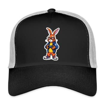 Gamer bunny with controller - Trucker Cap - black/stone grey - Front