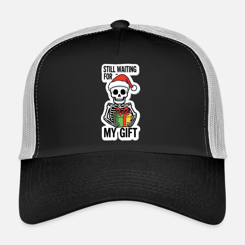 Skeleton Santa Gift Wait Trucker Cap