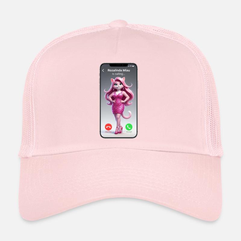 Chat Rose en appel Casquette trucker 