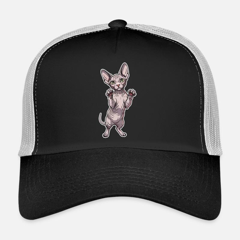 Cute Sphynx Cat Standing Posture Portrait Trucker Cap