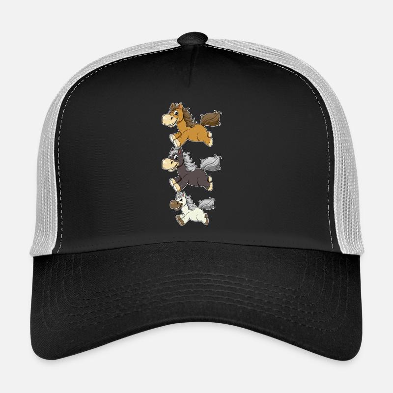 Drei Galoppierende Pferde Comic Design Trucker Cap