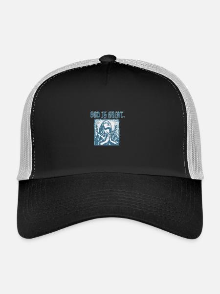 God Is Great – Praying Woman Faith Design - Trucker Cap - black/stone grey - Front