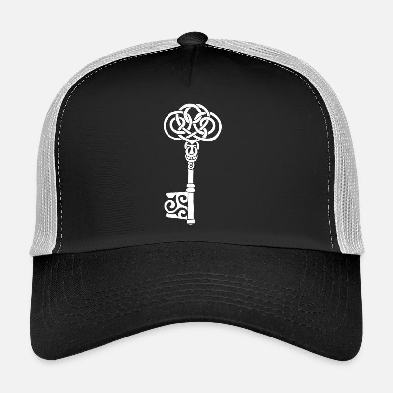 Clé celtique blanche - Casquette trucker  - noir/gris pierre