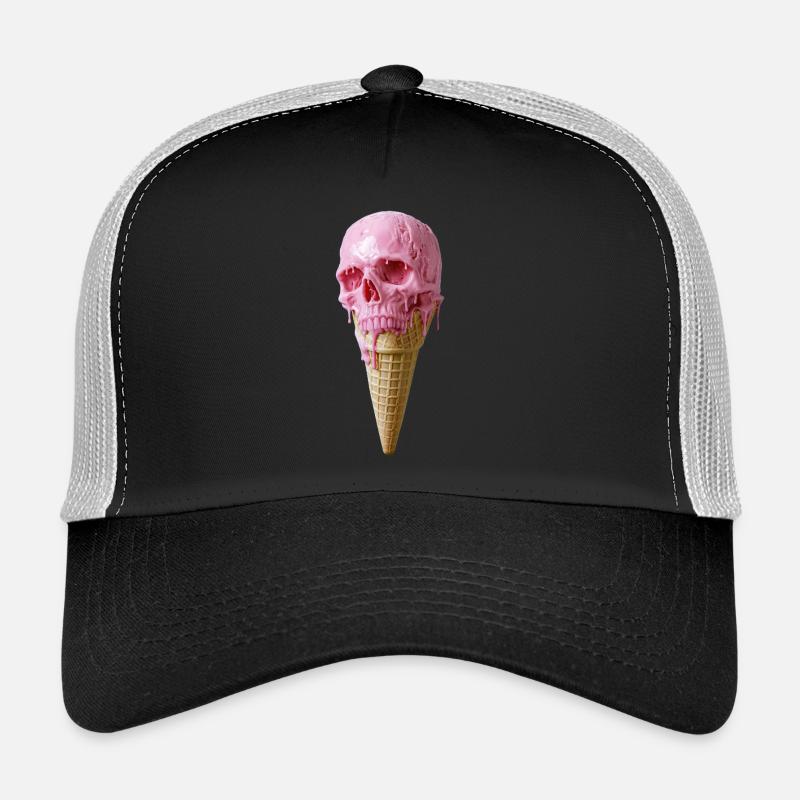 Art de crâne rose sur glace - Casquette trucker  - noir/gris pierre