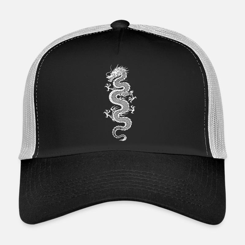 Weiße Drachen-Silhouette - Trucker Cap - Schwarz/Steingrau