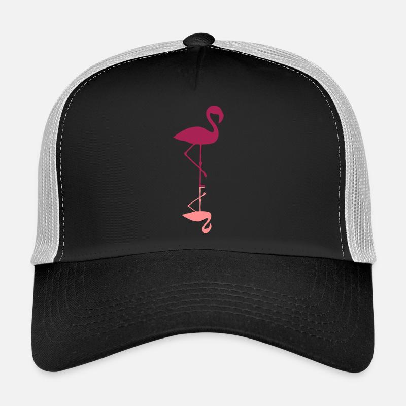 flamingo mirroring water mirrored reflection r Trucker Cap