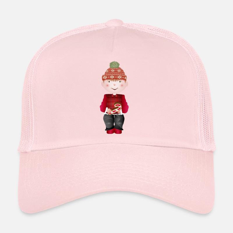 little boy with bobble hat and candy cane Trucker Cap