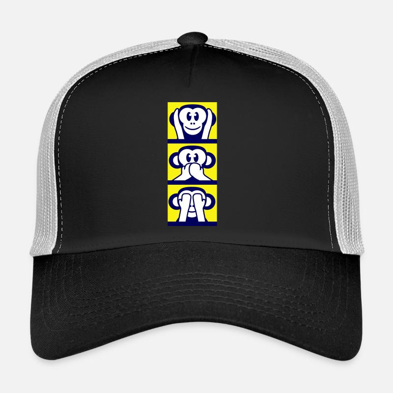 3 singes sages n’entendent rien dire voir s’amuser avec les singes Casquette trucker 
