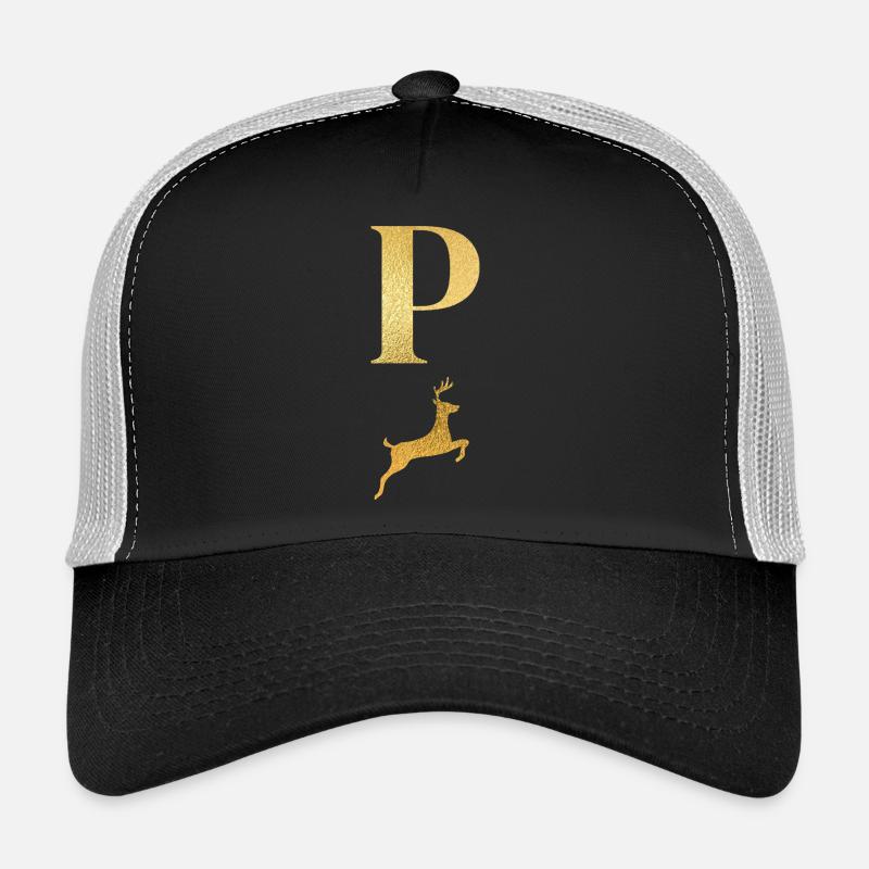 Lettre p cerf doré - idée cadeau Casquette trucker 