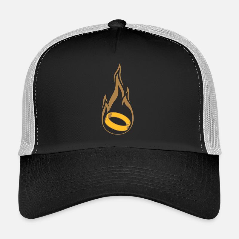hot burn flame torch marry ring ho Trucker Cap