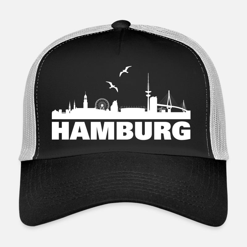 Hambourg Skyline Silhouette Design Casquette trucker 