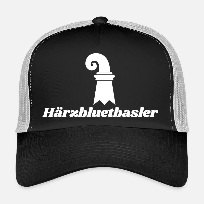 Härzbluetbasler Basel Wappen - Trucker Cap - Schwarz/Steingrau