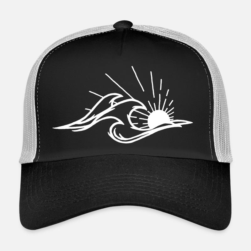 Les vagues et le soleil blanc Casquette trucker 