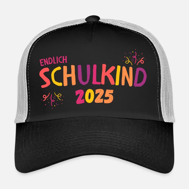 Endlich Schulkind 2025 orange gelb lila Mädchen Trucker Cap