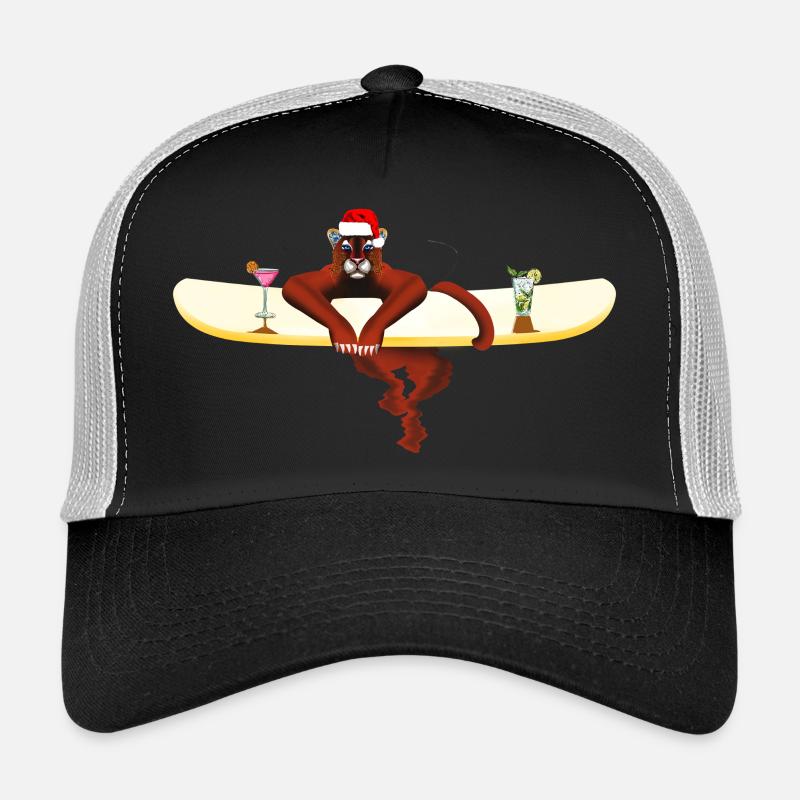 Chat sur une planche de surf - Casquette trucker  - noir/gris pierre