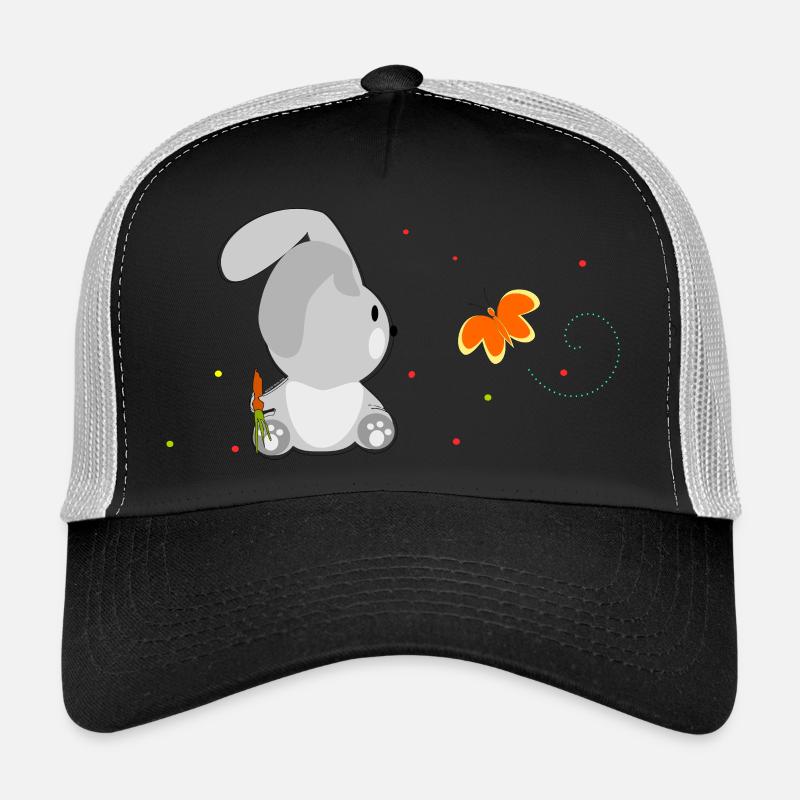 Le lapin et le papillon - Casquette trucker  - noir/gris pierre