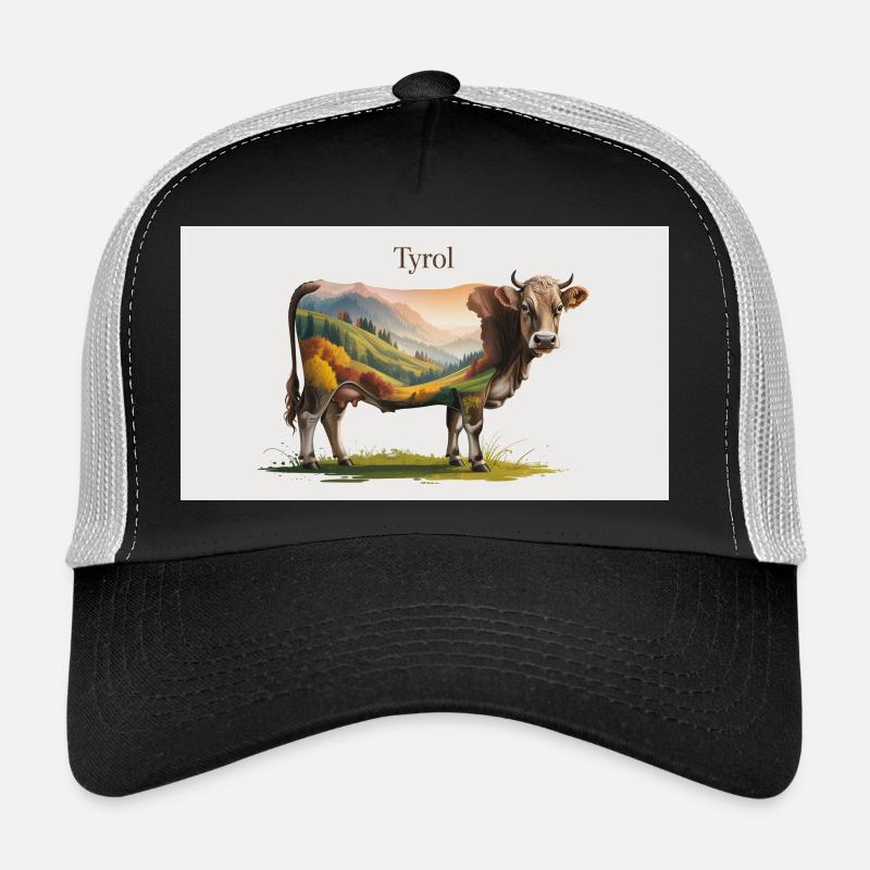 Vache du Tyrol avec panorama sur les montagnes Casquette trucker 
