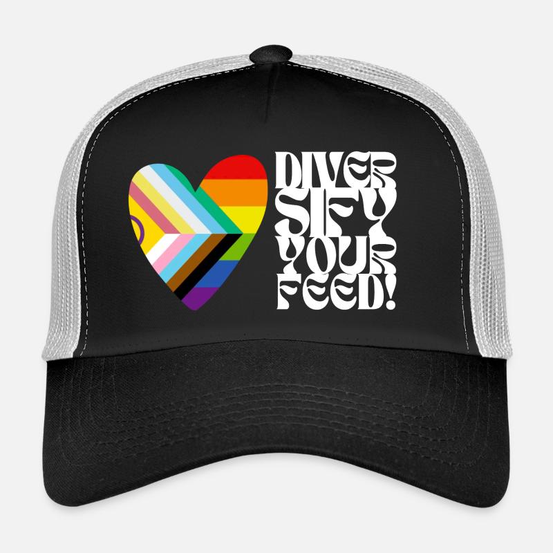 🌈♿ Diversify Your Feed–Progress Pride&Disability - Trucker Cap - Schwarz/Steingrau